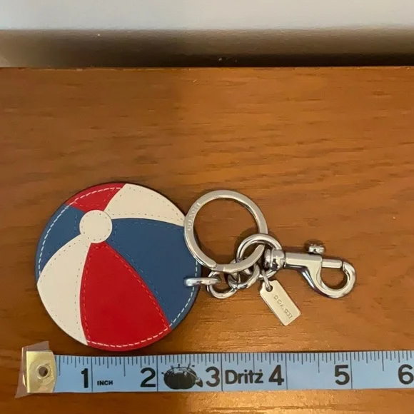 Coach Leather Beachball Bag Charm Keychain - Picture 6 of 6